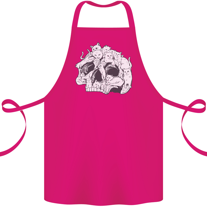 A Skull Made of Cats Cotton Apron 100% Organic Pink