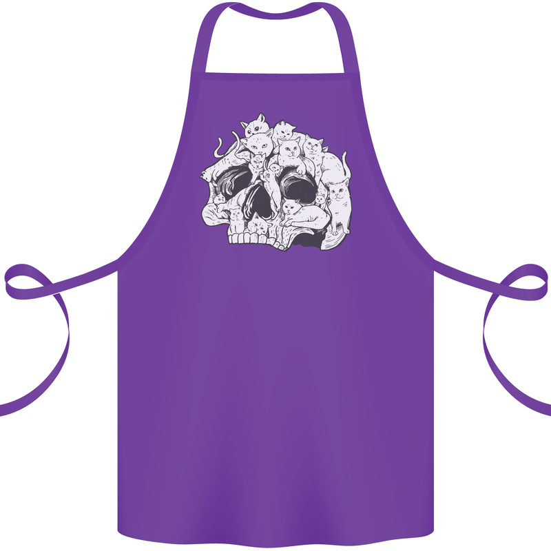 A Skull Made of Cats Cotton Apron 100% Organic Purple
