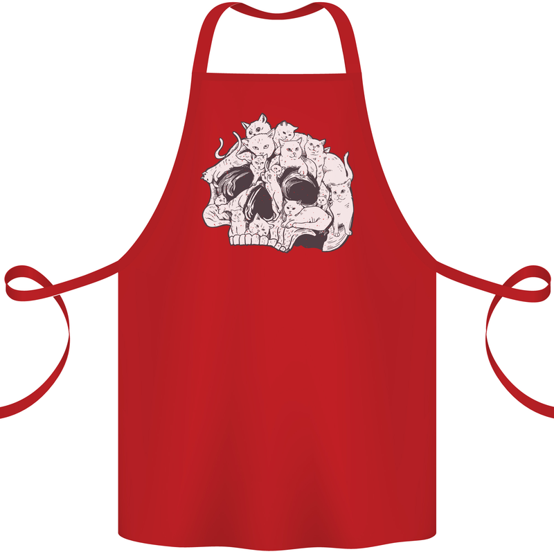 A Skull Made of Cats Cotton Apron 100% Organic Red