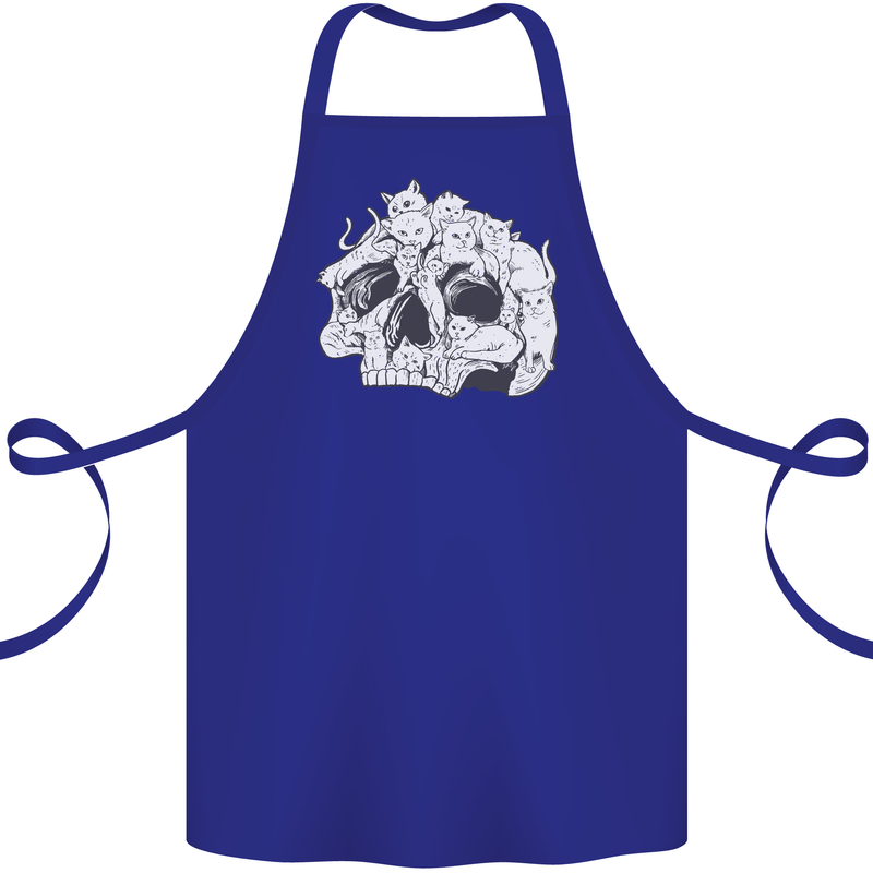 A Skull Made of Cats Cotton Apron 100% Organic Royal Blue
