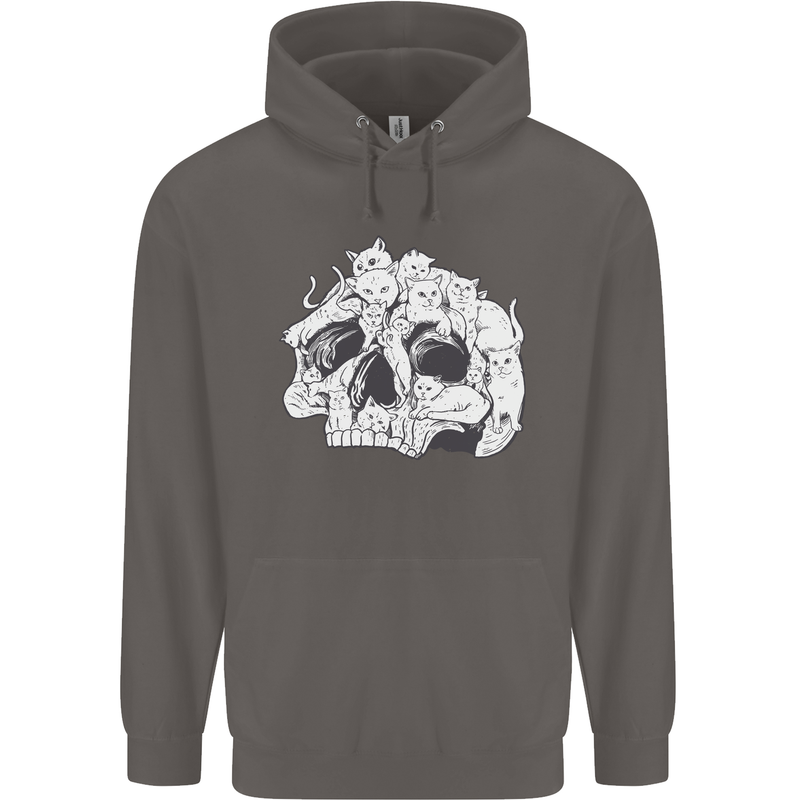 A Skull Made of Cats Mens 80% Cotton Hoodie Charcoal
