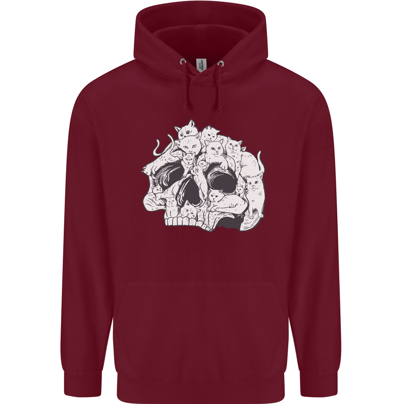 A Skull Made of Cats Mens 80% Cotton Hoodie Maroon