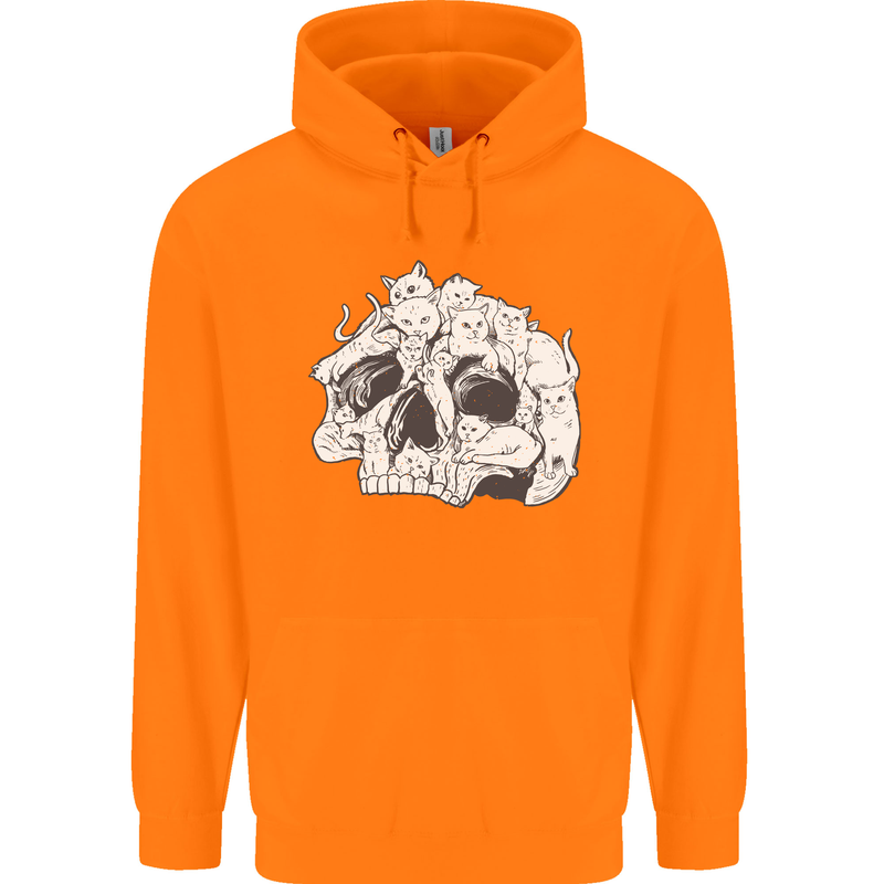 A Skull Made of Cats Mens 80% Cotton Hoodie Orange
