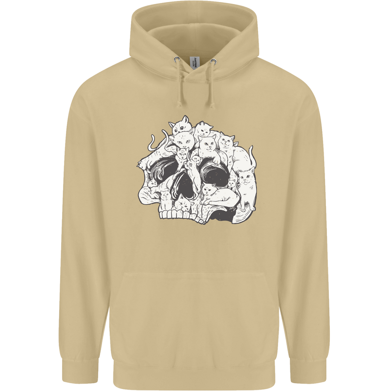 A Skull Made of Cats Mens 80% Cotton Hoodie Sand