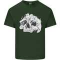 A Skull Made of Cats Mens Cotton T-Shirt Tee Top Forest Green