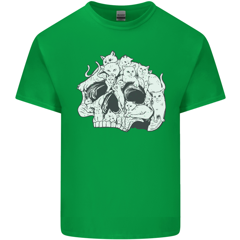 A Skull Made of Cats Mens Cotton T-Shirt Tee Top Irish Green