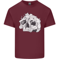 A Skull Made of Cats Mens Cotton T-Shirt Tee Top Maroon