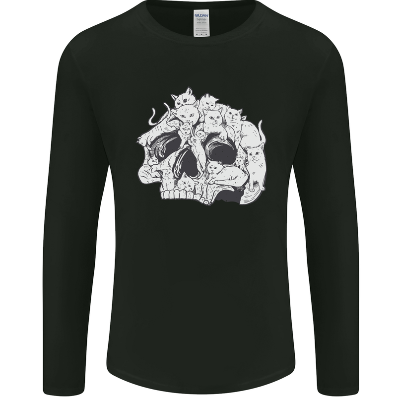 A Skull Made of Cats Mens Long Sleeve T-Shirt Black