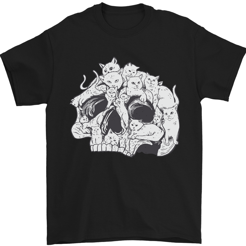 A Skull Made of Cats Mens T-Shirt Cotton Gildan Black