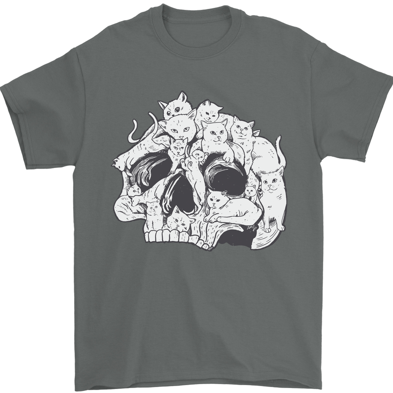 A Skull Made of Cats Mens T-Shirt Cotton Gildan Charcoal