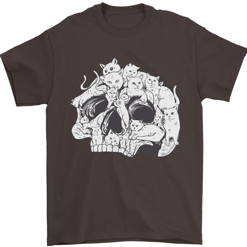 A Skull Made of Cats Mens T-Shirt Cotton Gildan Dark Chocolate