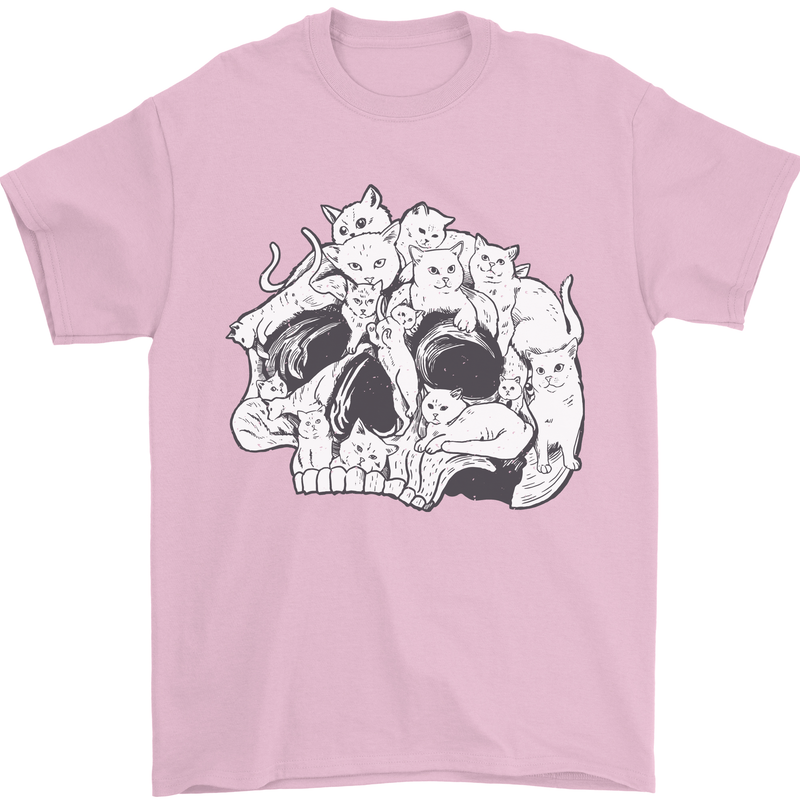 A Skull Made of Cats Mens T-Shirt Cotton Gildan Light Pink
