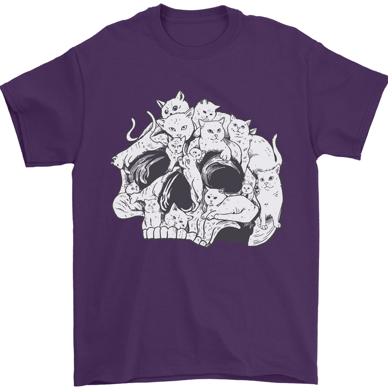 A Skull Made of Cats Mens T-Shirt Cotton Gildan Purple