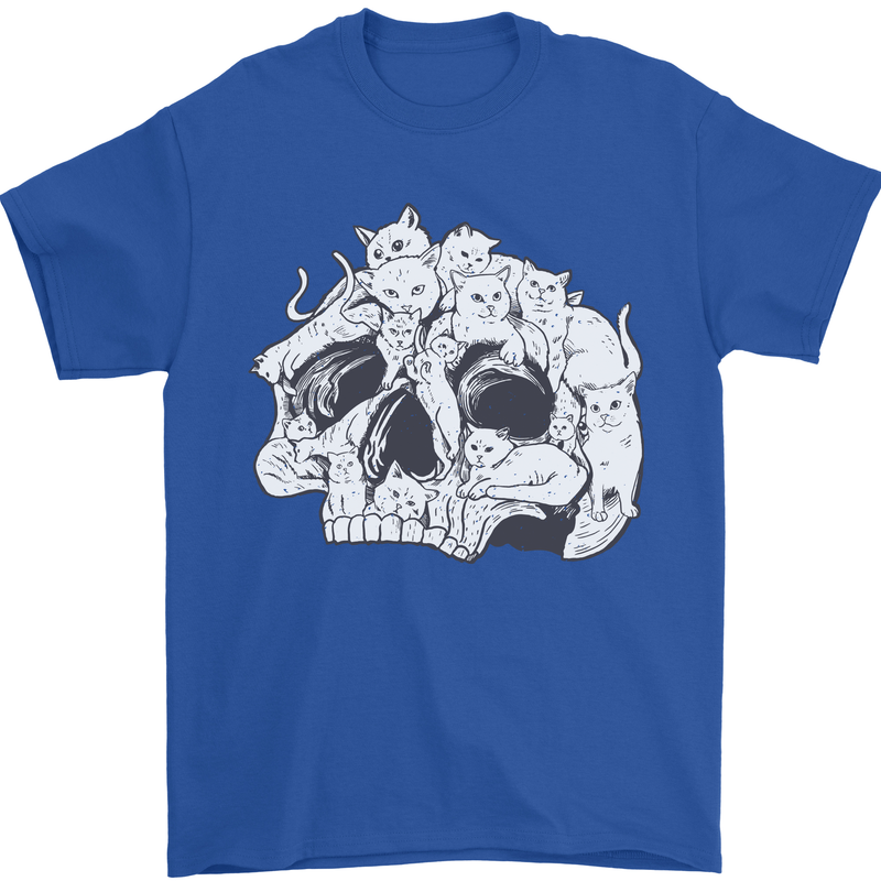 A Skull Made of Cats Mens T-Shirt Cotton Gildan Royal Blue