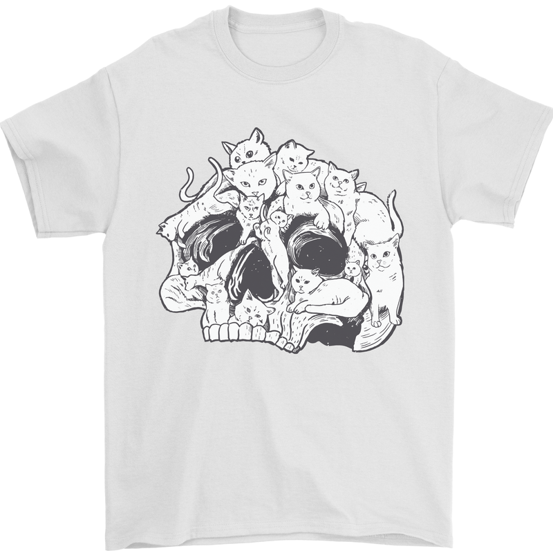 A Skull Made of Cats Mens T-Shirt Cotton Gildan White