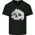 A Skull Made of Cats Mens V-Neck Cotton T-Shirt Black