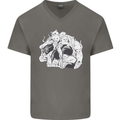 A Skull Made of Cats Mens V-Neck Cotton T-Shirt Charcoal