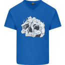 A Skull Made of Cats Mens V-Neck Cotton T-Shirt Royal Blue
