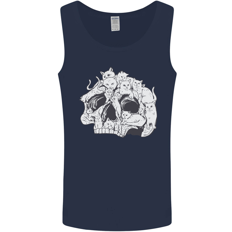A Skull Made of Cats Mens Vest Tank Top Navy Blue