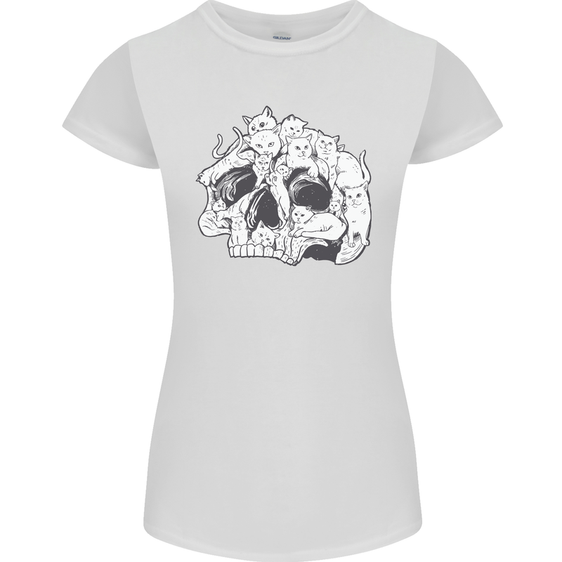 A Skull Made of Cats Womens Petite Cut T-Shirt White