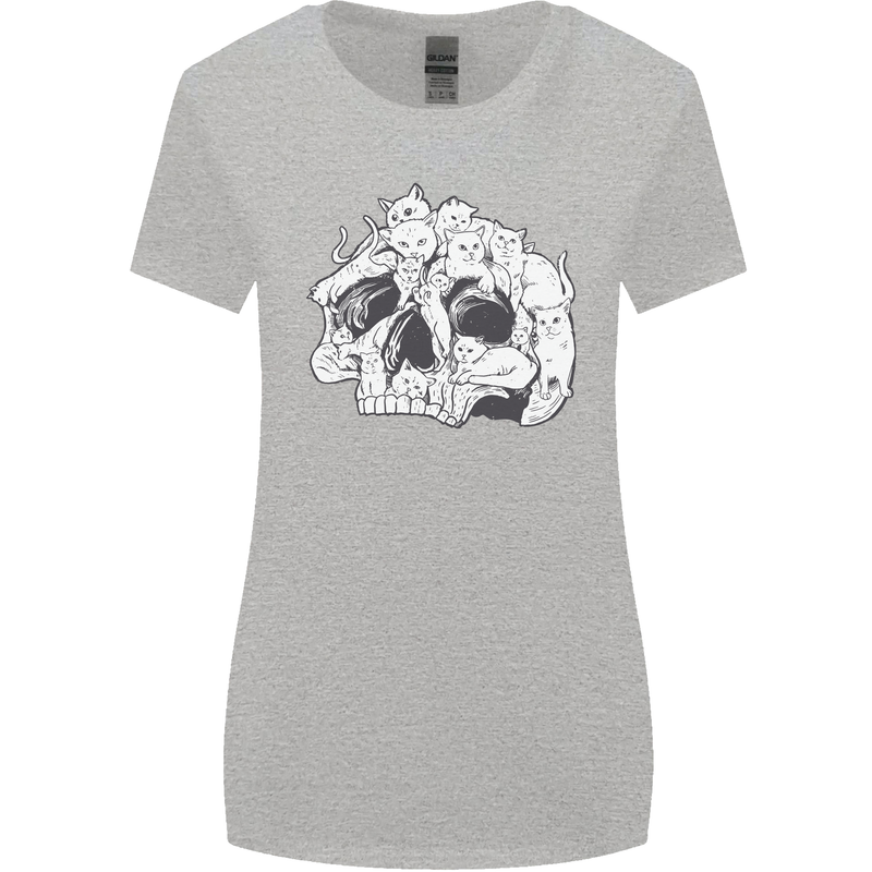 A Skull Made of Cats Womens Wider Cut T-Shirt Sports Grey