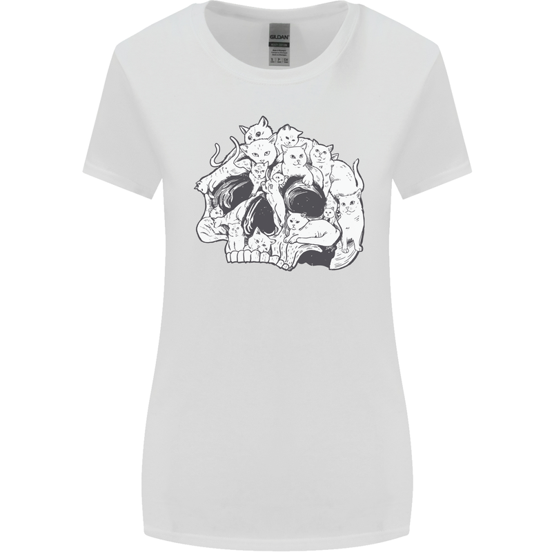 A Skull Made of Cats Womens Wider Cut T-Shirt White