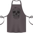 A Skull Made of Flowers Gothic Rock Biker Cotton Apron 100% Organic Dark Grey