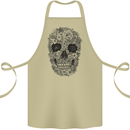 A Skull Made of Flowers Gothic Rock Biker Cotton Apron 100% Organic Khaki