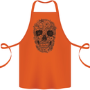 A Skull Made of Flowers Gothic Rock Biker Cotton Apron 100% Organic Orange