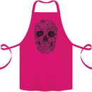 A Skull Made of Flowers Gothic Rock Biker Cotton Apron 100% Organic Pink