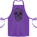 A Skull Made of Flowers Gothic Rock Biker Cotton Apron 100% Organic Purple
