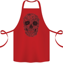 A Skull Made of Flowers Gothic Rock Biker Cotton Apron 100% Organic Red