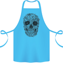A Skull Made of Flowers Gothic Rock Biker Cotton Apron 100% Organic Turquoise