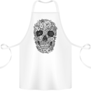 A Skull Made of Flowers Gothic Rock Biker Cotton Apron 100% Organic White