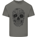 A Skull Made of Flowers Gothic Rock Biker Mens Cotton T-Shirt Tee Top Charcoal