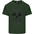 A Skull Made of Flowers Gothic Rock Biker Mens Cotton T-Shirt Tee Top Forest Green