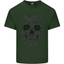 A Skull Made of Flowers Gothic Rock Biker Mens Cotton T-Shirt Tee Top Forest Green