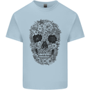 A Skull Made of Flowers Gothic Rock Biker Mens Cotton T-Shirt Tee Top Light Blue