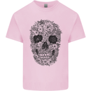 A Skull Made of Flowers Gothic Rock Biker Mens Cotton T-Shirt Tee Top Light Pink