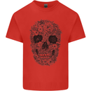 A Skull Made of Flowers Gothic Rock Biker Mens Cotton T-Shirt Tee Top Red