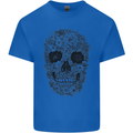 A Skull Made of Flowers Gothic Rock Biker Mens Cotton T-Shirt Tee Top Royal Blue