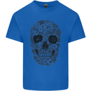 A Skull Made of Flowers Gothic Rock Biker Mens Cotton T-Shirt Tee Top Royal Blue