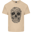 A Skull Made of Flowers Gothic Rock Biker Mens Cotton T-Shirt Tee Top Sand