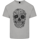 A Skull Made of Flowers Gothic Rock Biker Mens Cotton T-Shirt Tee Top Sports Grey