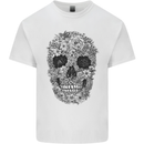 A Skull Made of Flowers Gothic Rock Biker Mens Cotton T-Shirt Tee Top White
