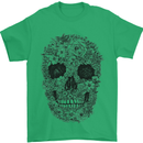 A Skull Made of Flowers Gothic Rock Biker Mens T-Shirt Cotton Gildan Irish Green