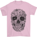 A Skull Made of Flowers Gothic Rock Biker Mens T-Shirt Cotton Gildan Light Pink