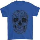 A Skull Made of Flowers Gothic Rock Biker Mens T-Shirt Cotton Gildan Royal Blue