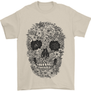 A Skull Made of Flowers Gothic Rock Biker Mens T-Shirt Cotton Gildan Sand
