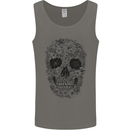 A Skull Made of Flowers Gothic Rock Biker Mens Vest Tank Top Charcoal
